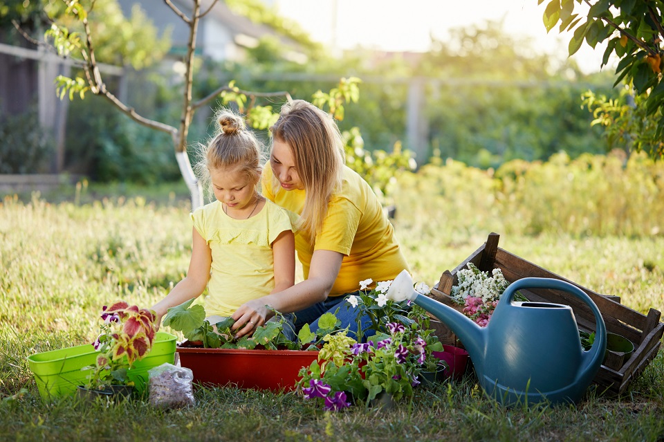 uprawa roślin w ogrodzie z dzieckiem